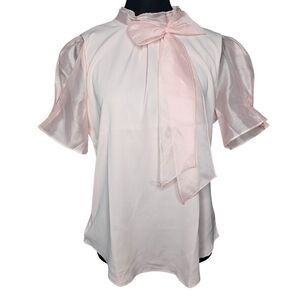 Women's Short-sleeved Pink Chiffon Lightweight Blouse,  Size L